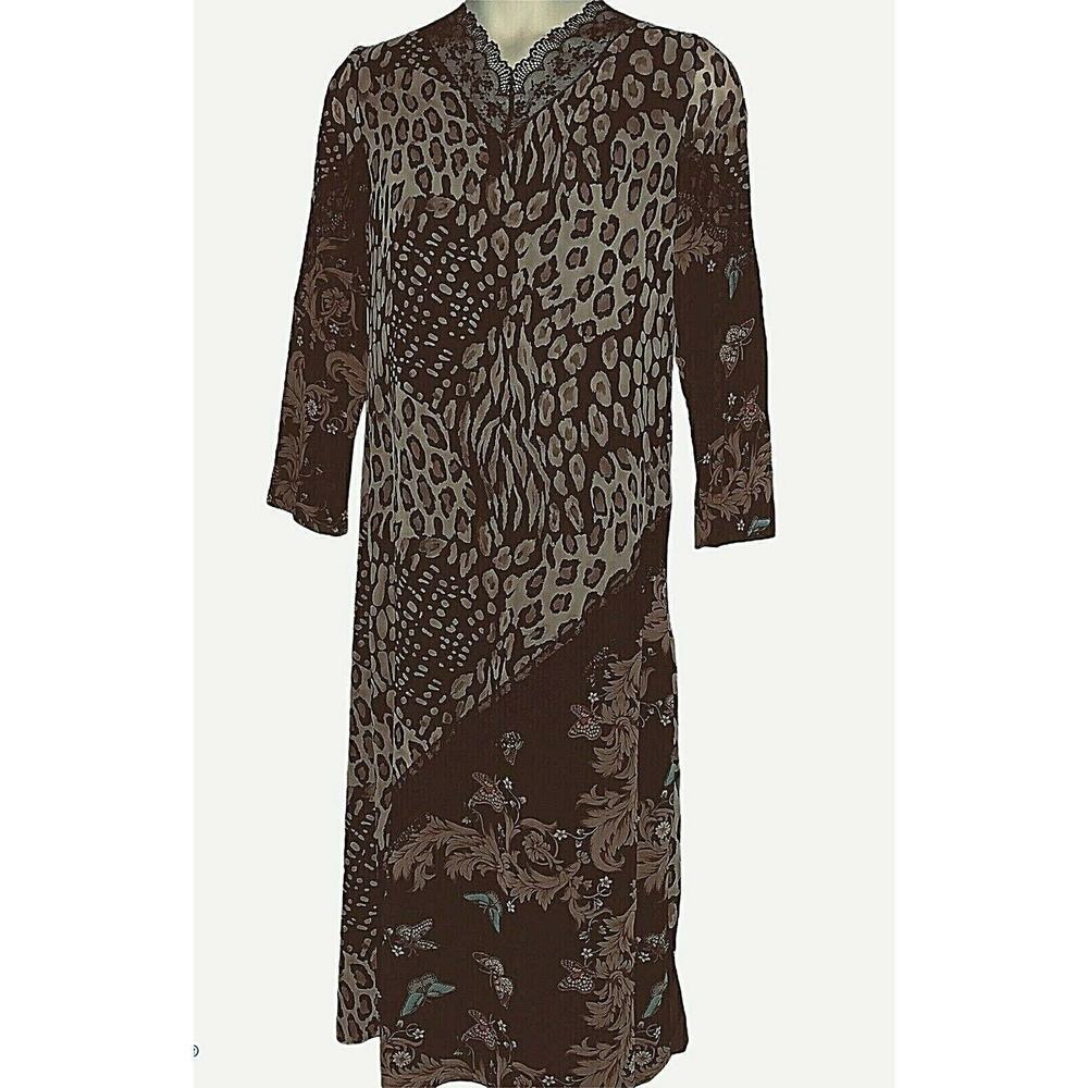 Nieman Marcus Jonquil Diane Samandi Butterfly Animal Print Lined Dress 40" Bust